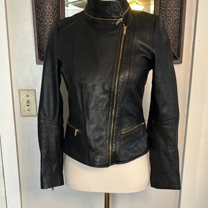 Zara Black genuine lamb Leather Jacket